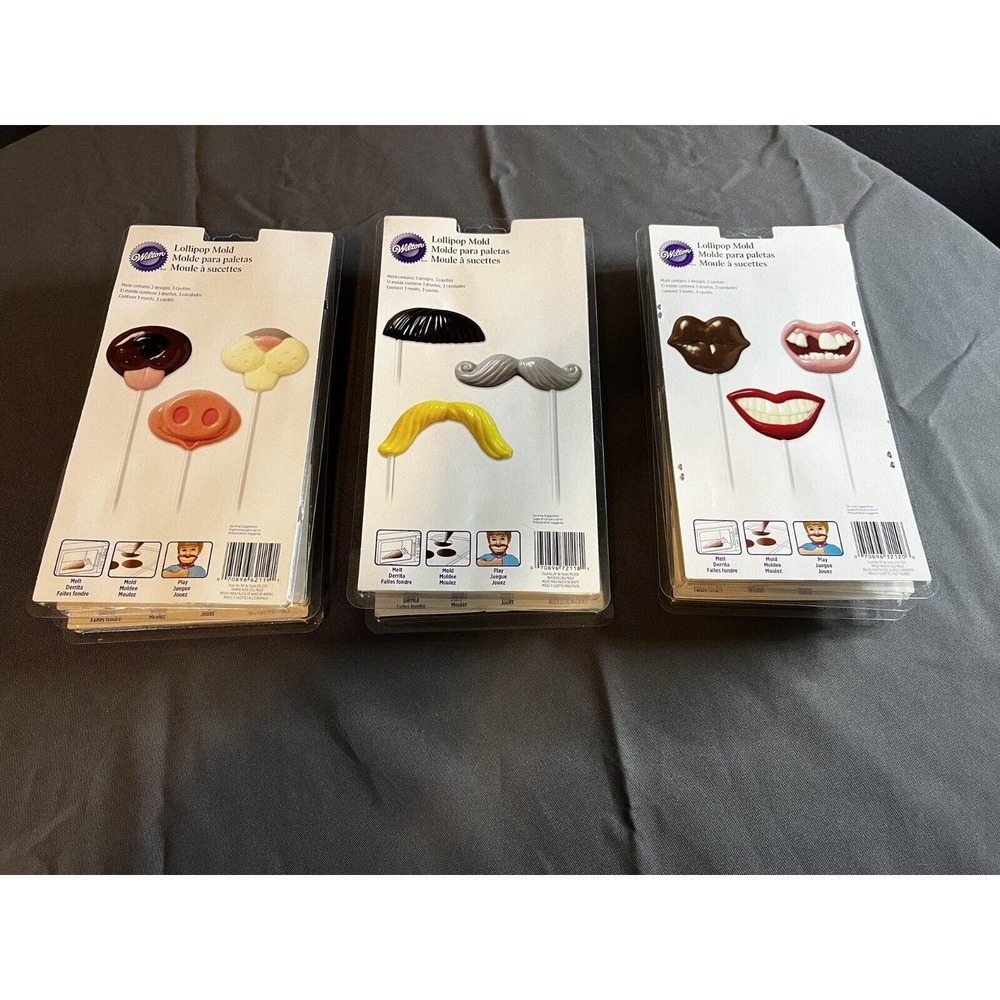 Wilton Candy Molds Mustaches/ Mouths / Animal Noses - Lot Of 3 - Picture 1 of 1